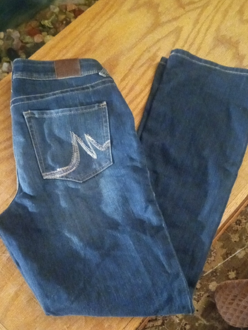 Maurices Dark Blue Bootcut Jeans with Embroidered Back Pocket